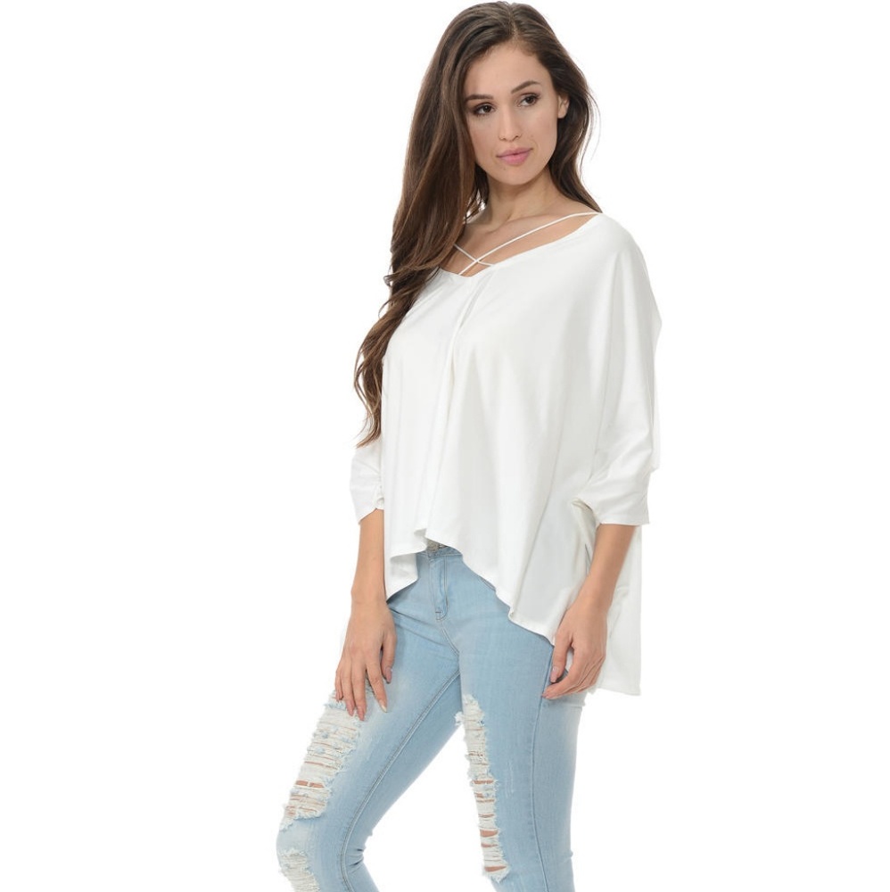 Diamante Crisscross V-Neck Blouse